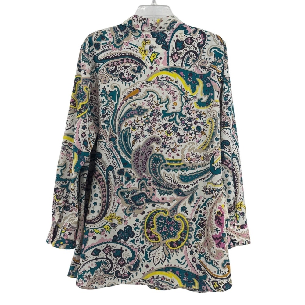 Talbots Woman 2X Paisley Floral Blouse Top Boho Artsy Office Business Eclectic - Picture 2 of 8